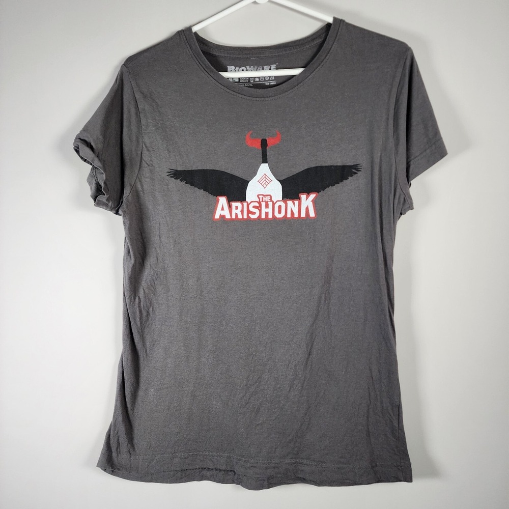 BIOWARE Arishonk Shirt Womens Large Dragon Age Qunari Gray‎ Video Game DAO Tee